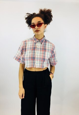 VINTAGE CROPPED BOHO FESTIVAL FLANNEL SHIRT