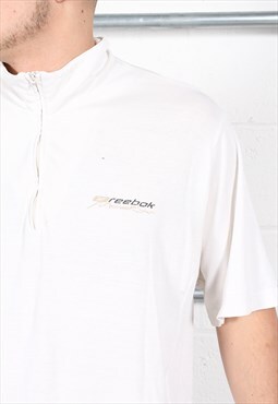 Vintage Reebok Short Sleeve Polo Shirt in Cream T-Shirt XL