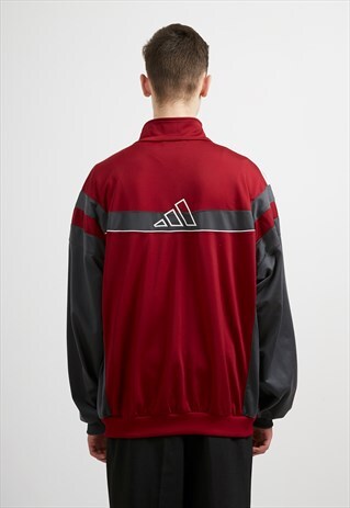 VINTAGE RED GREY ADIDAS ZIP TRACK JACKET