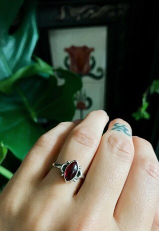RUBY GARNET AND STERLING SILVER RING