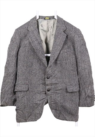 VINTAGE 90'S STAFFORD BLAZER TWEED WOOL JACKET BLACK,