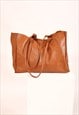 Vintage 00s real leather tote bag in brown