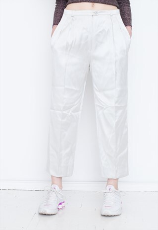 VINTAGE WHITE SILK RETRO TROUSERS
