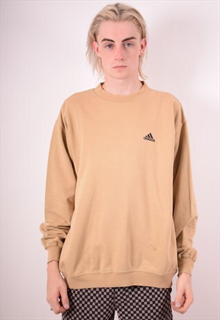 ADIDAS MENS VINTAGE SWEATSHIRT JUMPER XL BROWN 90S