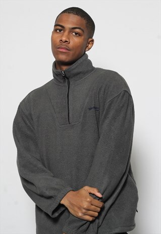 VINTAGE TIMBERLAND 1/4 ZIP LOGO FLEECE GREY