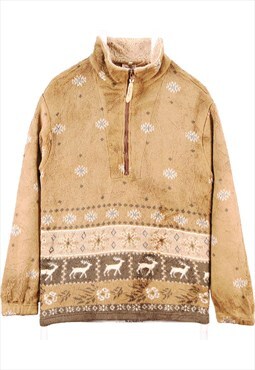 Woolrich 90's Sherpa Quarter Zip Fleece Jumper Medium Brown