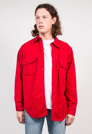 VINTAGE 90'S WOOLRICH RED THICK FLANNEL SHIRT