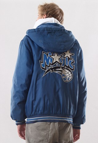 VINTAGE MENS CHAMPION MAGIC ORLANDO NBA PUFFER PADDED JACKET