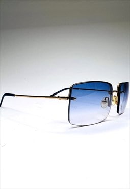 Gucci Sunglasses Blue Rimless Rectangle GG 1653/S Vintage