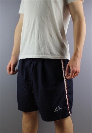 VINTAGE KAPPA SHORTS IN NAVY WITH POCKETS, EMBROIDERED LOGO