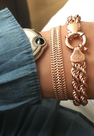 THICK CHAIN BRACELET, 925 STERLING SILVER, ROSE GOLD PLATED