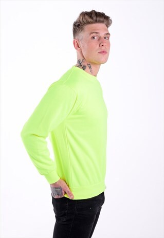 ESSENTIAL BLANK PULLOVER JUMPER - NEON ELECTRIC GREEN