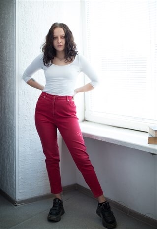 VINTAGE 80'S HIGH WAISTED RED JEANS