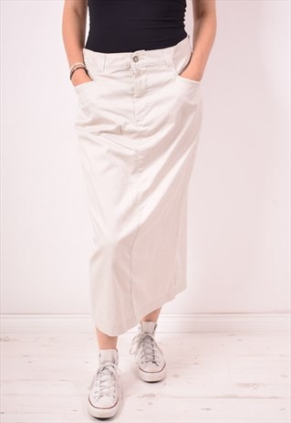 LEE WOMENS VINTAGE DENIM SKIRT W34 L33 GREY 90S