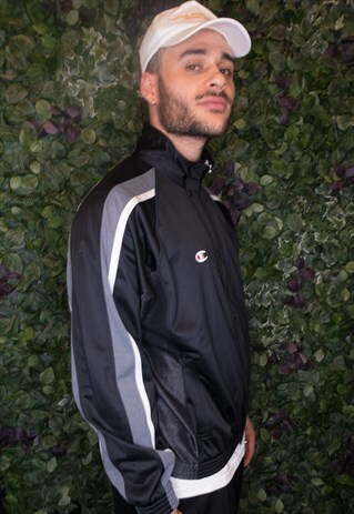 CHAMPION LOGO MESH PANEL TRACK JACKET