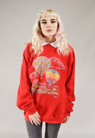 VINTAGE HOT AIR BALLOON SWEATSHIRT RED