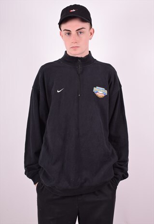 NIKE MENS VINTAGE TRACKSUIT TOP JACKET LARGE BLACK 90'S
