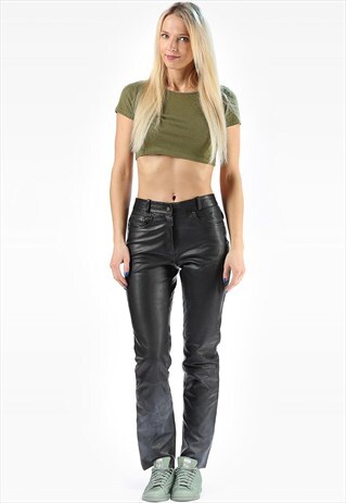 BLACK LEATHER BIKER PANTS VINTAGE