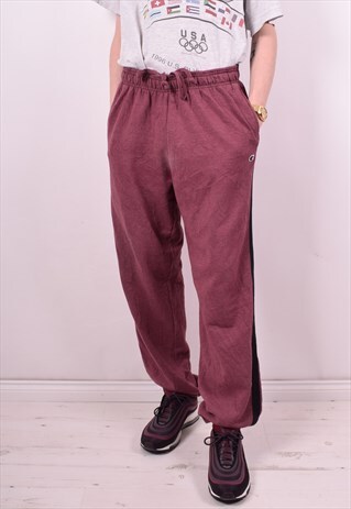 CHAMPION MENS VINTAGE TRACKSUIT TROUSERS W34 L32 MAROON 90'S