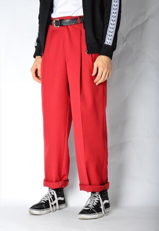 VINTAGE 90S RED WOOL BLEND PANTS