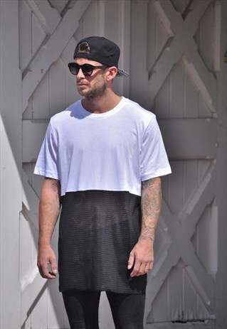 NEW HALF AIRTEX WHITE LONGLINE OVERSIZE BASKETBALL TSHIRT TE
