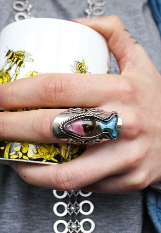 ADJUSTABLE MORANO GLASS FISH RING