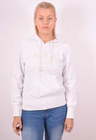 ADIDAS WOMENS VINTAGE HOODIE JACKET MEDIUM WHITE 90S
