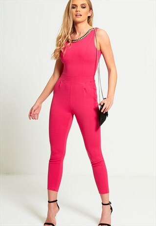 FUCHSIA GOLD CHAIN JUMPSUIT