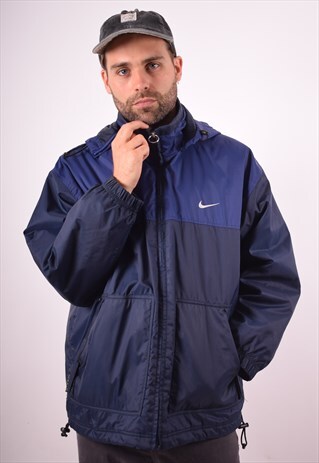 NIKE MENS VINTAGE JACKET LARGE BLUE 90S