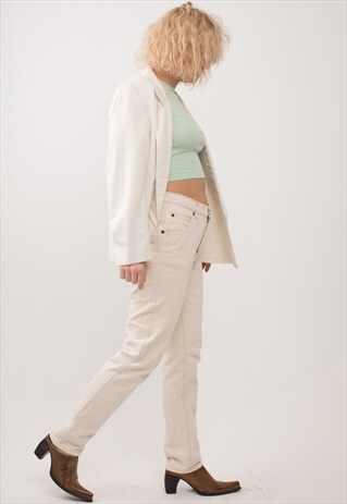 IVORY WHITE HIGH WAISTED VALENTINO JEANS