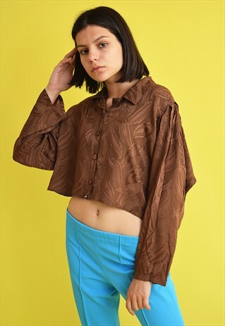 80'S BOHO ABSTRACT FLORAL PATTERN CUSTOMIZED CROP TOP SHIRT