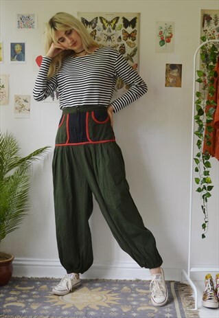 VINTAGE HIGH WAIST STRIPE TROUSERS JEANS