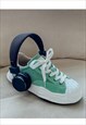 DISTRESSED PLATFORM SNEAKERS SUEDE DRAGON TRAINERS IN GREEN