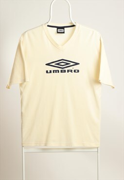 Vintage Umbro V-neck Large Logo T-shirt Cream
