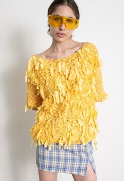 Vintage 90s Knit Sweater Yellow