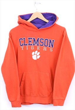 Vintage Hoodie Orange With Blue White Spellout And Print