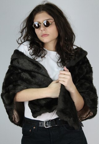 VINTAGE 90S FAUX FUR BOLERO