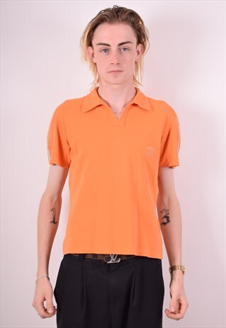TRUSSARDI MENS VINTAGE POLO SHIRT SMALL ORANGE 90S
