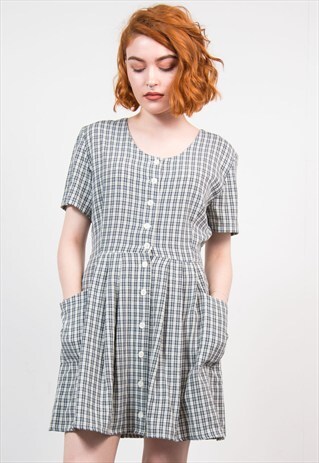 90'S GRUNGE STYLE CHECK MINI DRESS