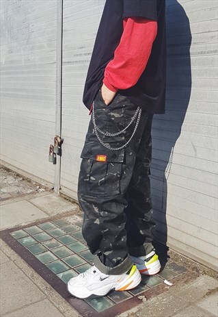 FMC BAGGY CARGO TROUSERS CAMO GRAPHITE GREY