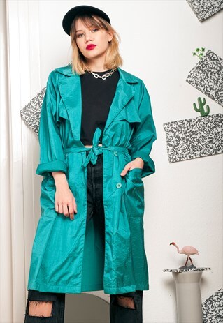 80S VINTAGE SHINY TRENCH COAT