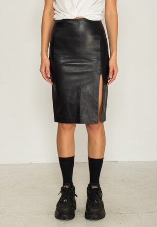 VINTAGE BLACK LEATHER MINI SKIRT