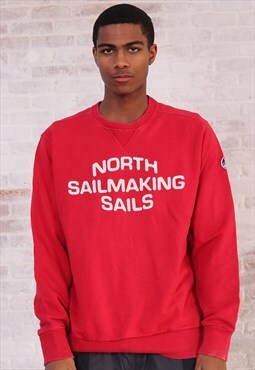 Vintage North Sails Big Logo Spellout Sweatshirt Red