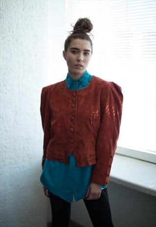 VINAGE 80'S RED/BROWN SUEDE JACKET