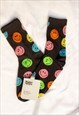 Neon Rainbow All Over Smiley Face Print Socks