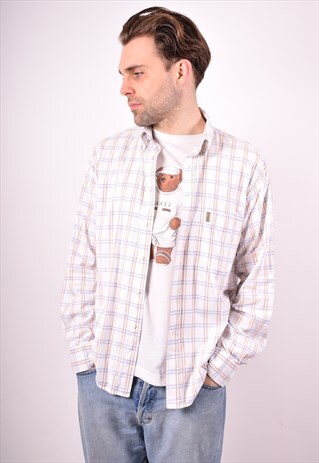 SERGIO TACCHINI MENS VINTAGE SHIRT MEDIUM WHITE CHECK 90S