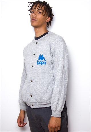 VINTAGE 90S KAPPA GREY BOMBER JACKET ID:1409