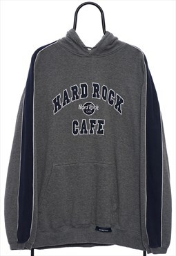 Vintage Hard Rock Cafe Spellout Grey Hoodie Mens