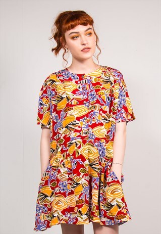 VINTAGE 90'S CRAZY PATTERN FESTIVAL DRESS