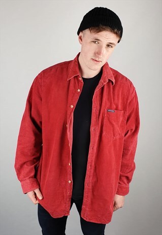 VINTAGE COTTON TRADERS CORDUROY SHIRT RED